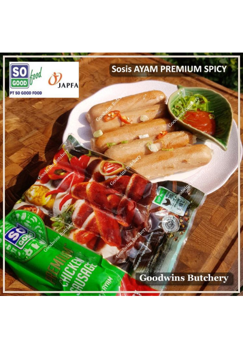 SoGood frozen sausage CHICKEN PREMIUM HOT & SPICY So Good Food 6" 15cm 5pcs 300g